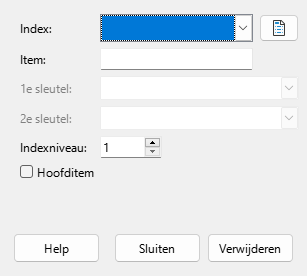 Dialoogvenster Indexitem