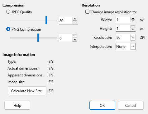 Compress Image Dialogue Box