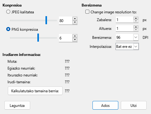'Konprimatu irudia' elkarrizketa-koadroa
