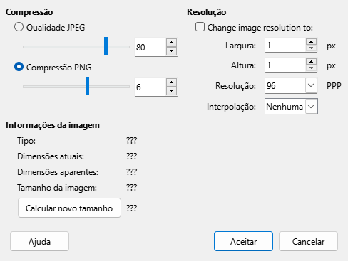 Caixa de diálogo Comprimir imagem