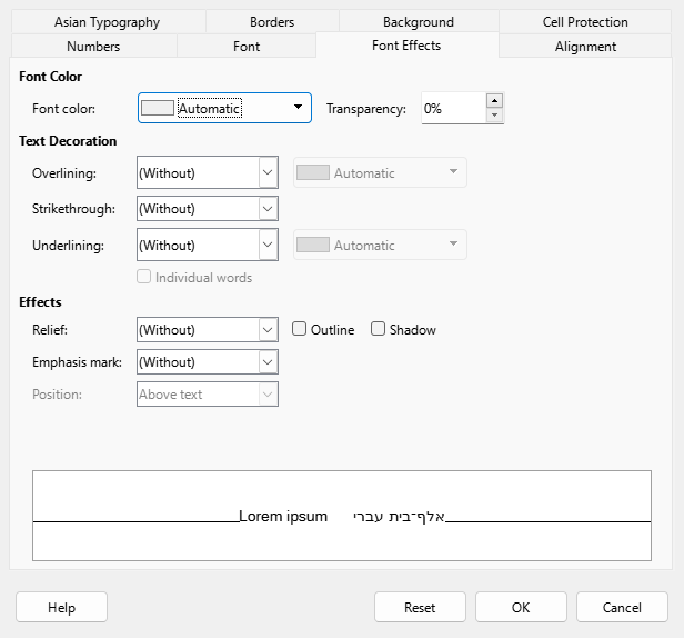 Font Effects Page Dialog Image