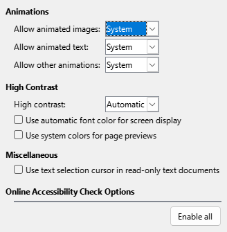 Options Accessibility Dialog Image