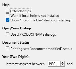Options General Dialog Image