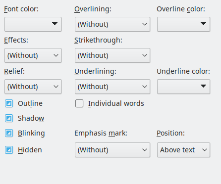 Font Effects Page Dialog Image