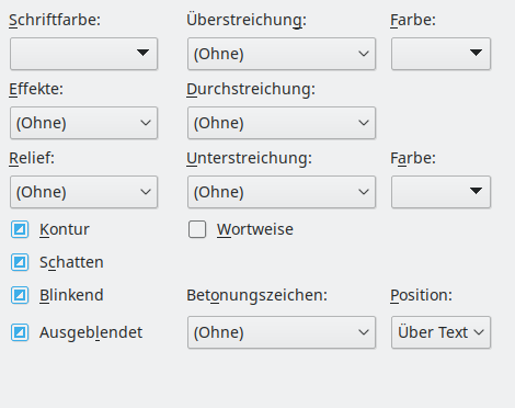 Bild des Dialogs Schrifteffekte