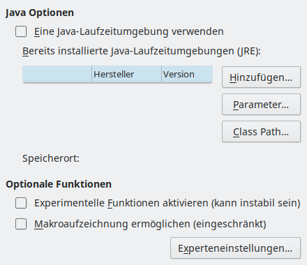 Bild des Dialogs Optionen – Erweitert