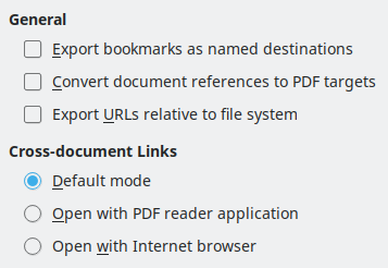 PDF Export Links Options Dialog Image