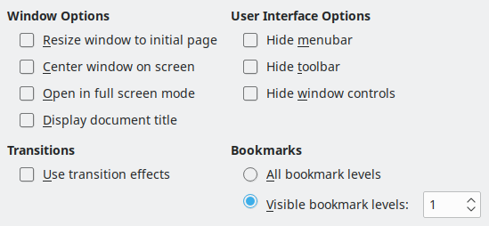 PDF Export User Interface Options Dialog Image