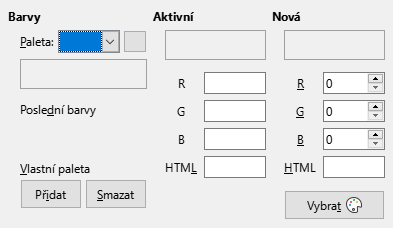 Dialogové okno s kartou Barva