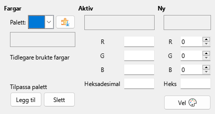 Dialogvindauget for fargeside