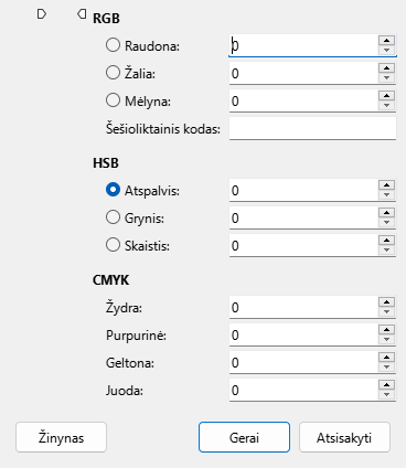 Spalvos parinkiklio lango nuotrauka