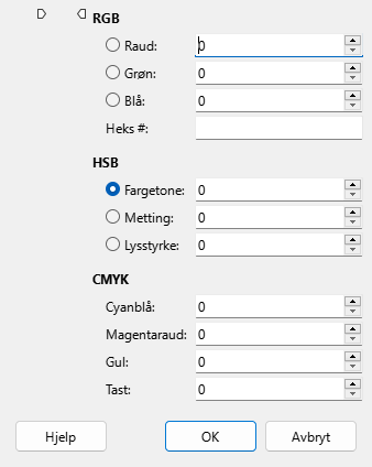Vindauget for plukk ein farge