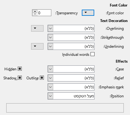 Font Effects Page Dialog Image