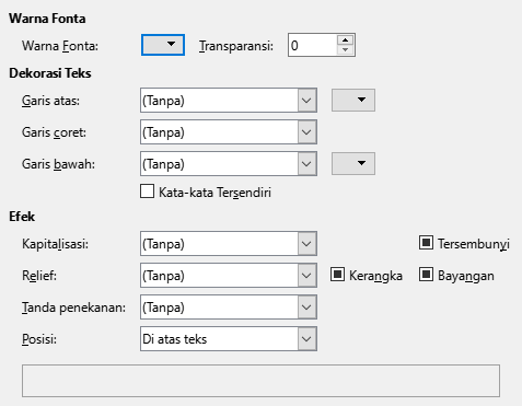 Citra Dialog Halaman Efek Fonta