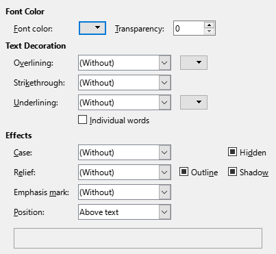 Font Effects Page Dialog Image