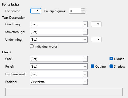 Font Effects Page Dialog Image