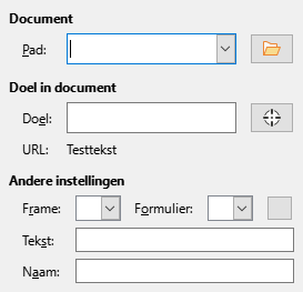 Afbeelding van dialoogvenster Hyperlink – Document