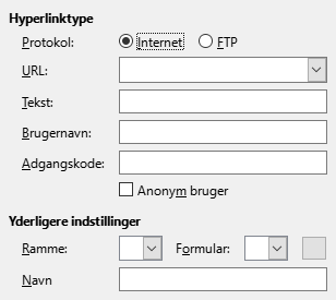 Billede af dialogen Hyperlink ▸ Internet 