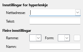 Dialogvindauget for hyperlenkje på Internett