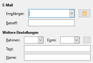 Bild des Dialogs Hyperlink – E-Mail