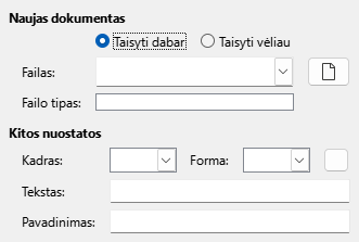Naujo dokumento hipersaito lango nuotrauka