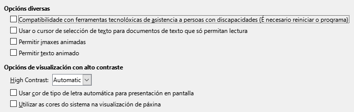 Imaxe da caixa de diálogo de opcións de accesibilidade