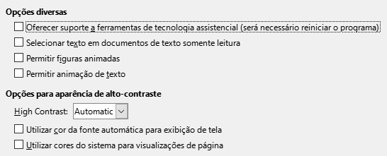 Imagem da caixa de diálogo Opções Acessibilidade