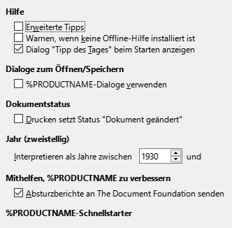 Bild des Dialogs Optionen – Allgemein