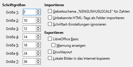 Bild des Dialogs Optionen – HTML-Kompatibilität