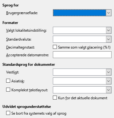 Billede af dialogen Indstillinger ▸ Sprog