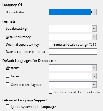 Options Language Dialogue Box Image