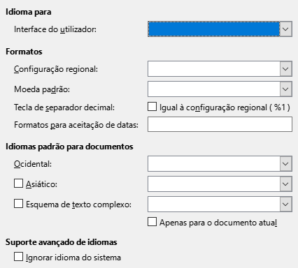 Imagem da caixa de diálogo Idioma