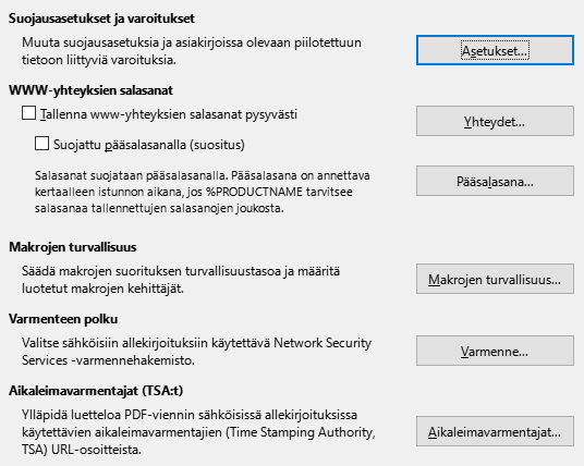 Options Security Dialog Image