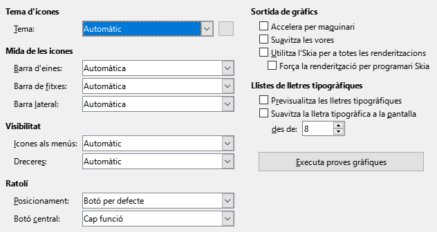 Imatge del diàleg d'opcions de visualització