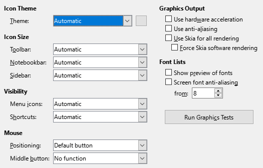 Options View Dialogue Box Image