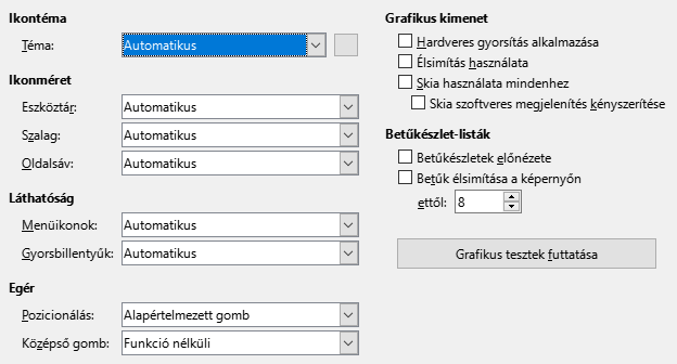 Options View Dialog Image