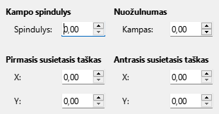 Nuožulnumo ir kampo spindulio parinkčių lango nuotrauka