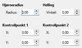 Faneside for skråning og hjørneradius