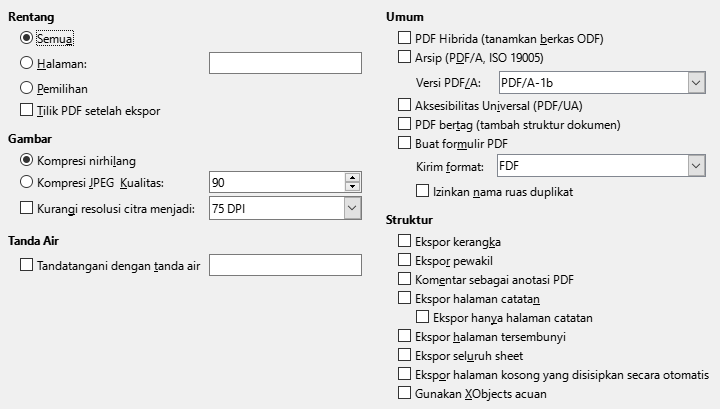 Citra Dialog Pilihan Umum Ekspor PDF