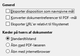 Dialogen indstillinger for PDF-eksporter links