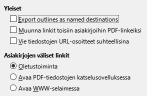 PDF Export Links Options Dialog Image