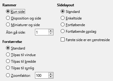 Dialogen indstillinger for PDF-eksport Vis