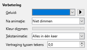 Dialoogvenster Uitgebreide animatie-effecten