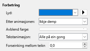 Dialogvindauget for utvida animasjonseffektar