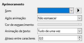 Caixa de diálogo efeitos de animação melhorados