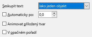 Dialogové okno Animace textu