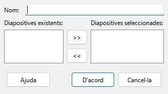 Diàleg de definició de presentacions de diapositives personalitzades