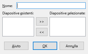 Finestra di dialogo Definisci presentazione su schermo personalizzata