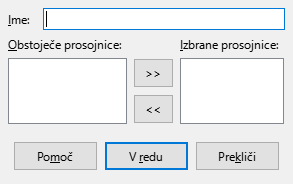 Slika pogovornega okna Določi projekcijo po meri