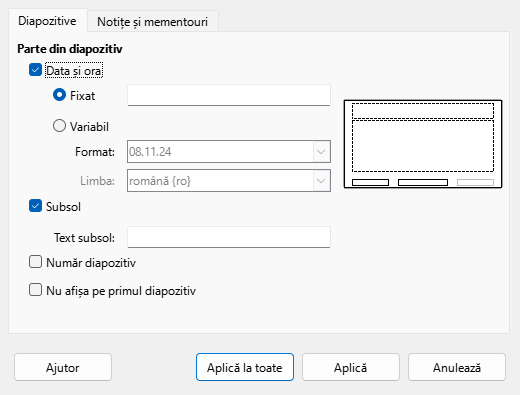 Header Footer Dialog
